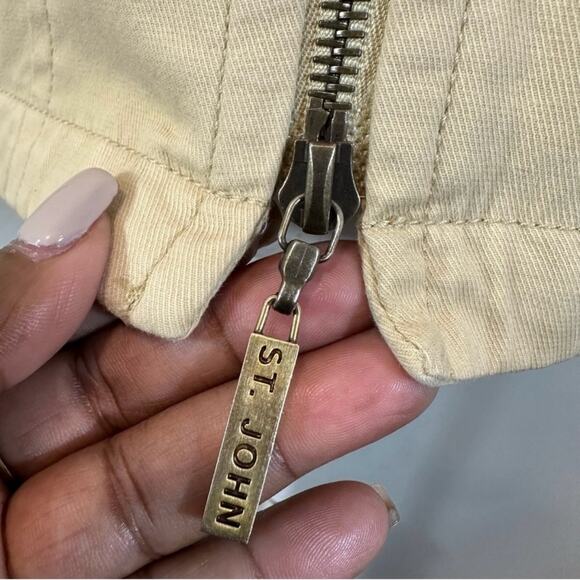 St. John Sport Tan Jacket Double Zip Front 3/4 Sleeve, Size M Classic Preppy - Picture 7 of 9